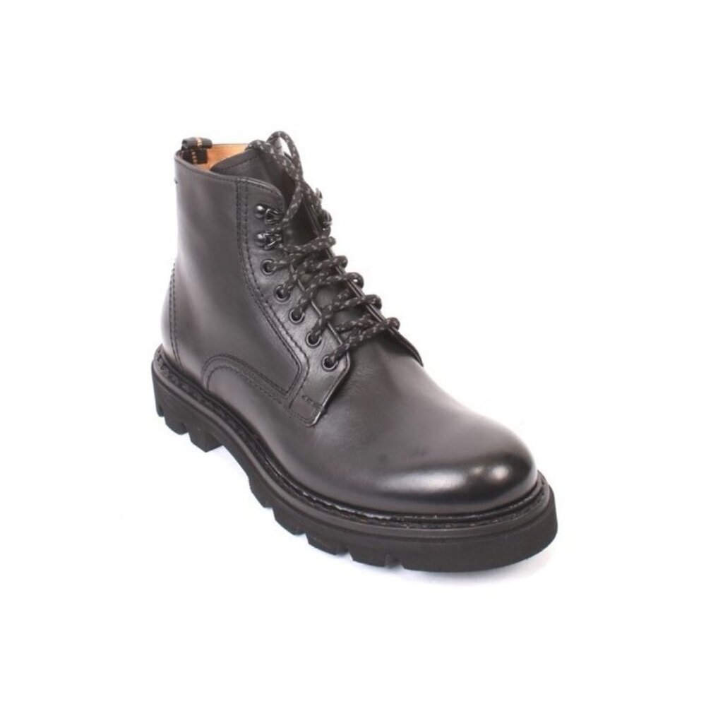 FABI 0658b Black Leather Lace-Up Ankle Boots